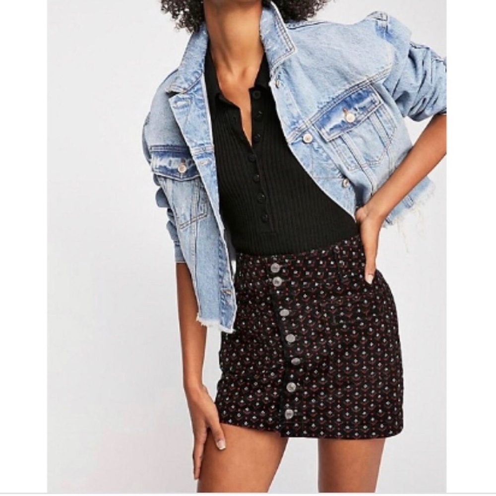 Free People We The Free Joanie Corduroy Button Up Mini Skirt